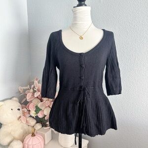 Juicy Couture Wool Cashmere Dark Grey Babydoll Top